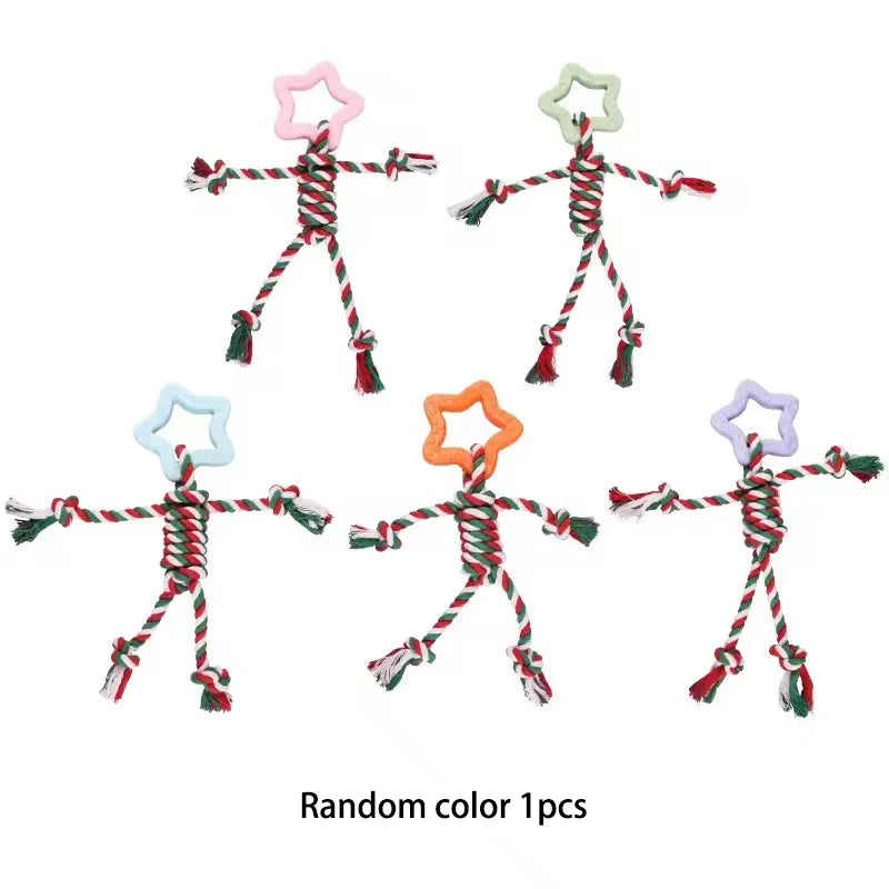 Colorful Pet Cotton Rope Knot Toy Durable Bite Resistant Dog Molar Chew Toy Interactive Training Teeth Cleaning Play Supplies