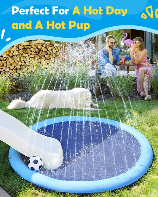 Dog Splash Pad Thick Sprinkler Pool Toy Anti-Slip Outdoor Summer Sprinkler Water Toy for Backyard Fountain Play Mat for Children