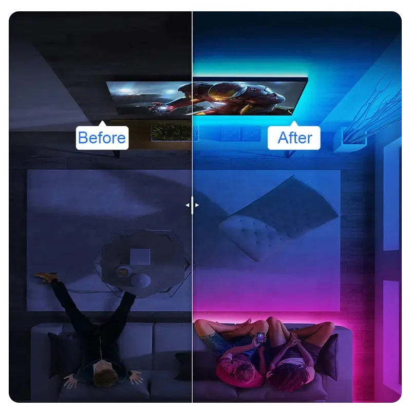 LED Strip Light Bluetooth 3/5/10M 2835 SMD 5V RGB Lights Flexible LED Lamp Tape Ribbon Self-adhesive TV Desktop Diode Decoration