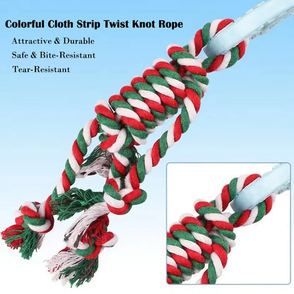 Colorful Pet Cotton Rope Knot Toy Durable Bite Resistant Dog Molar Chew Toy Interactive Training Teeth Cleaning Play Supplies