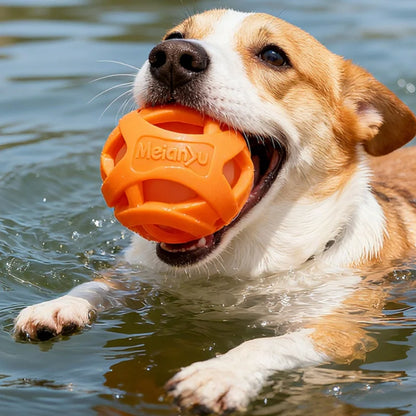 Indestructible Dog Chew Ball for Teething Puppies Floating Rubber Teeth Cleaning Fetch Toy for Small Medium Dogs Pool Play