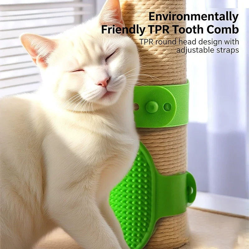 Cat Dog Bath Brush Grooming Brush Massage Brush Pet Itch Reliever Wall Table Leg Scratch Strap Play Toy For Pet Boredom Relief
