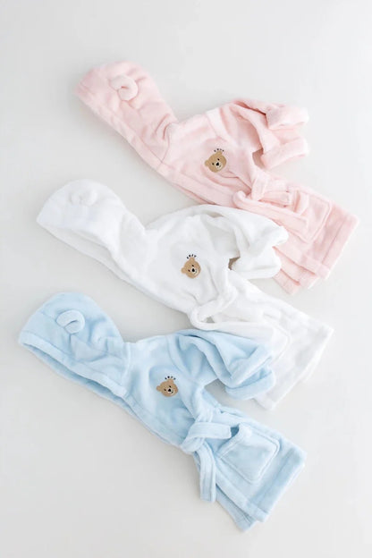 COZY Bear Hooded Dressing Gown Bear Ears - Blue