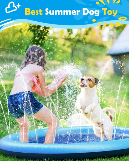 Dog Splash Pad Thick Sprinkler Pool Toy Anti-Slip Outdoor Summer Sprinkler Water Toy for Backyard Fountain Play Mat for Children