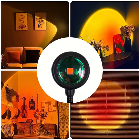 Sunset projection lamp, USB home decoration atmosphere lamp, multi-angle rotatable, suitable for home living room and bedroom