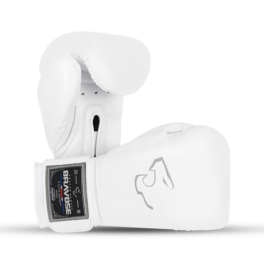 Elite Pro 2.0 Velcro Boxing Gloves - White Grey