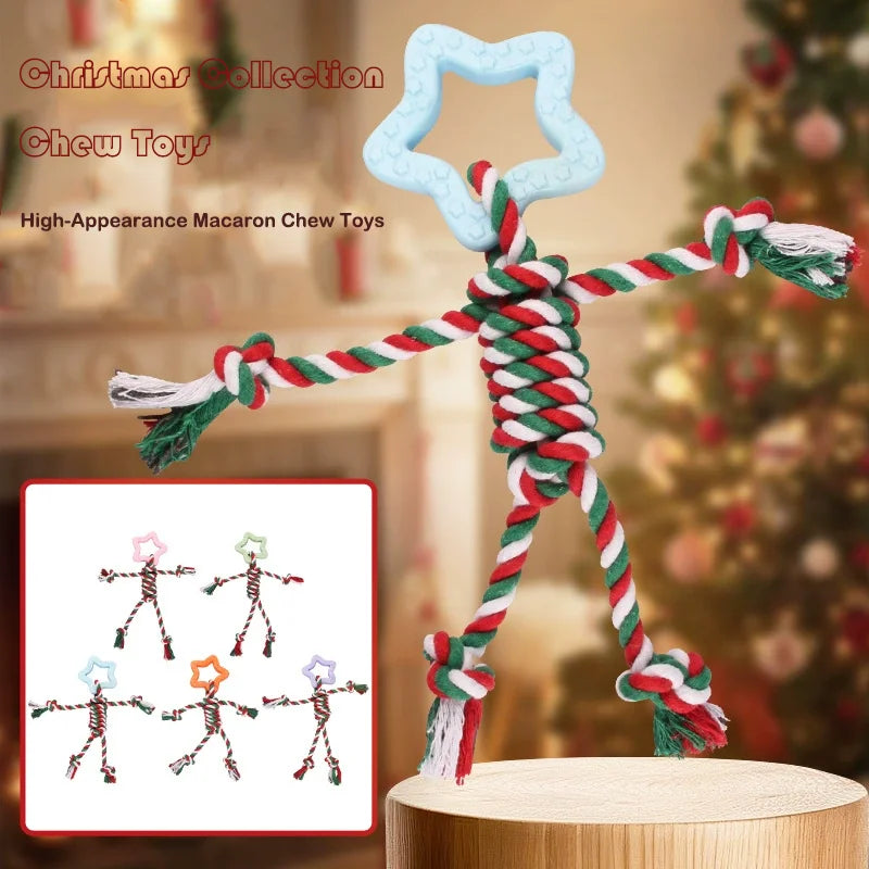 Colorful Pet Cotton Rope Knot Toy Durable Bite Resistant Dog Molar Chew Toy Interactive Training Teeth Cleaning Play Supplies