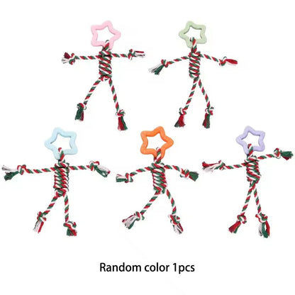 Colorful Pet Cotton Rope Knot Toy Durable Bite Resistant Dog Molar Chew Toy Interactive Training Teeth Cleaning Play Supplies