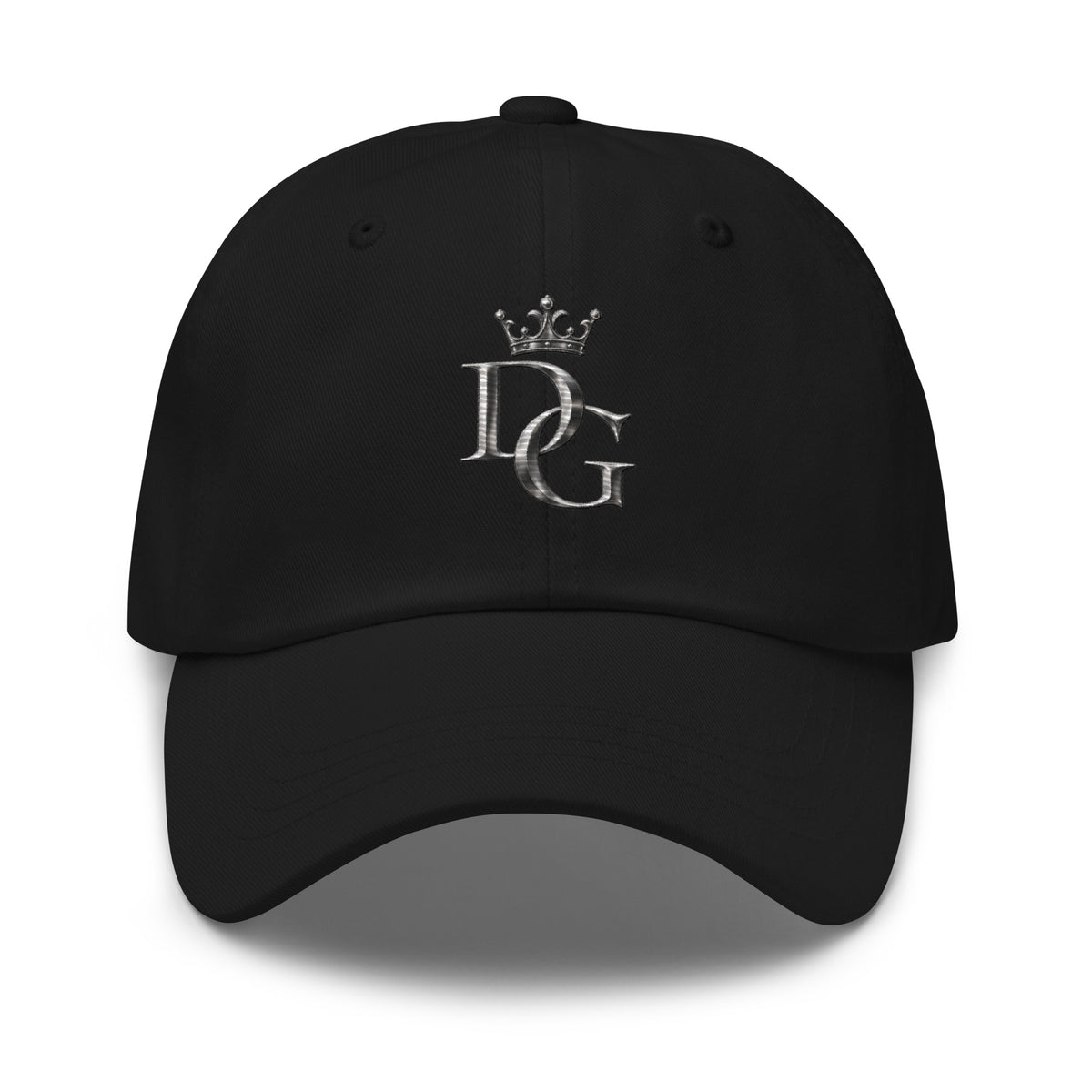 Classic Embroidered Cotton Dad Hat, in Black, front view
