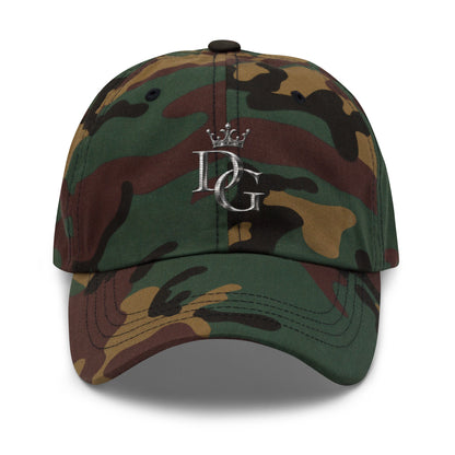 Classic Embroidered Cotton Dad Hat, in Green Camo, front view