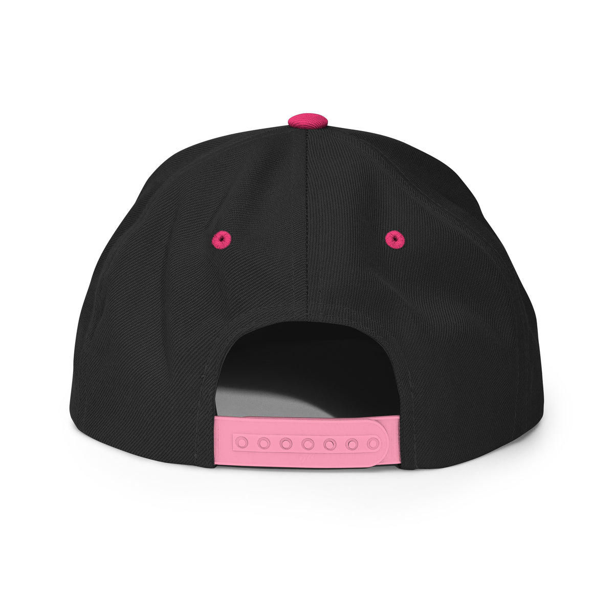 Classic Embroidered Snapback Cap, in Black Neon Pink, back view