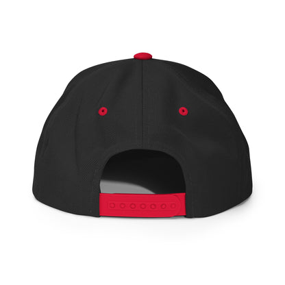 Classic Embroidered Snapback Cap, in Black Red, back view