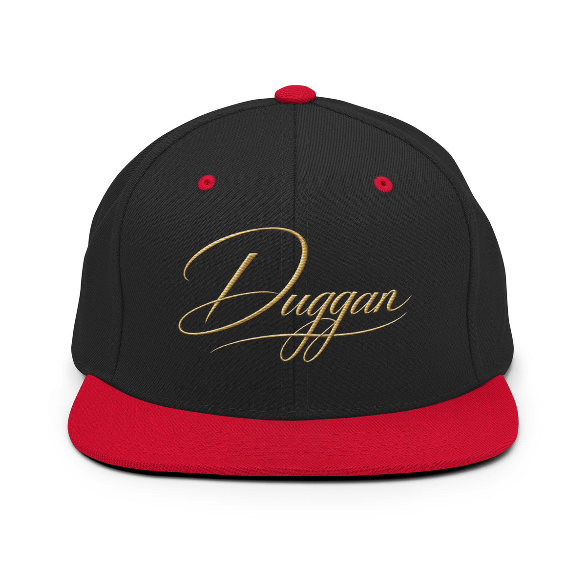 Classic Embroidered Snapback Cap, in Black Red, front view