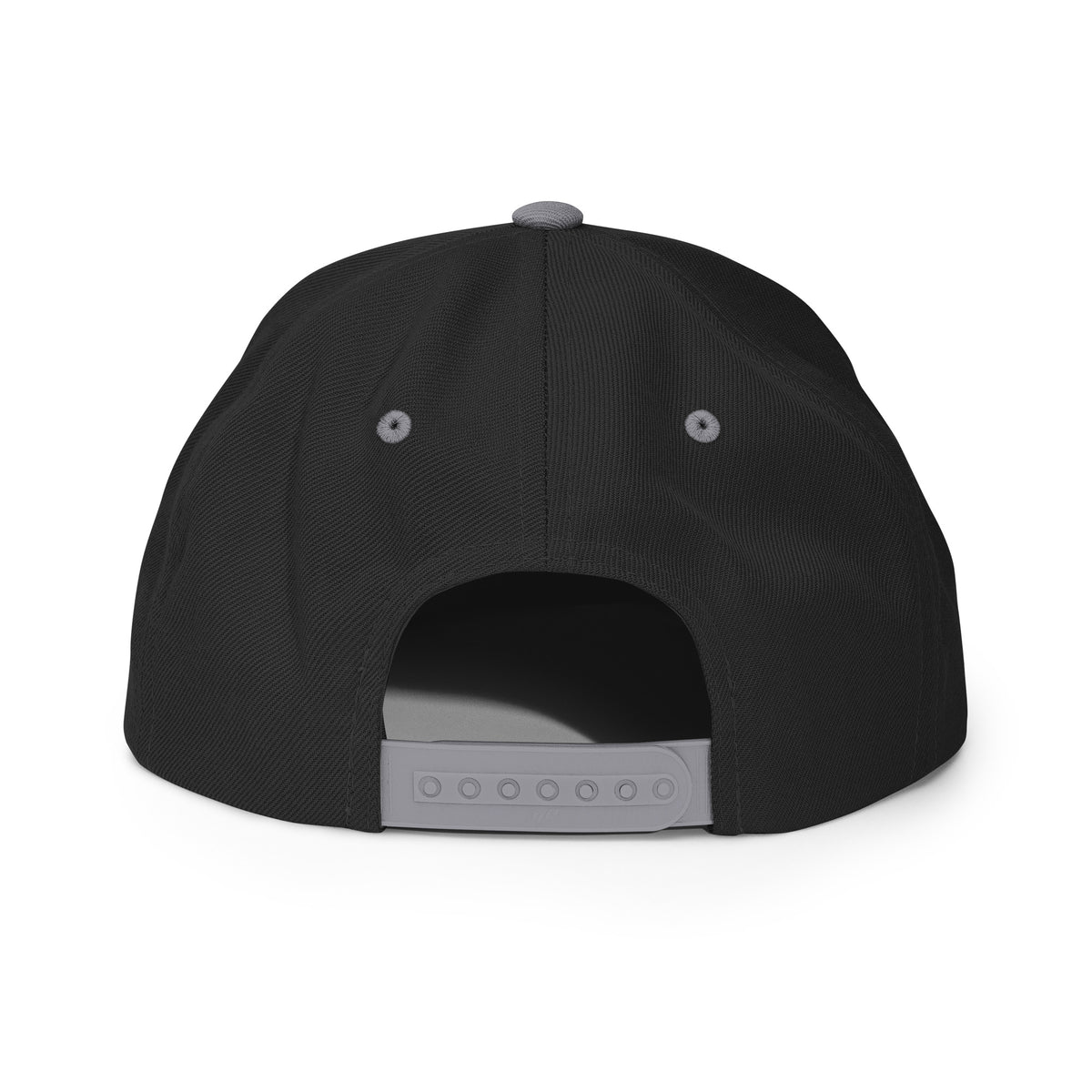 Classic Embroidered Snapback Cap, in Black Silver, back view