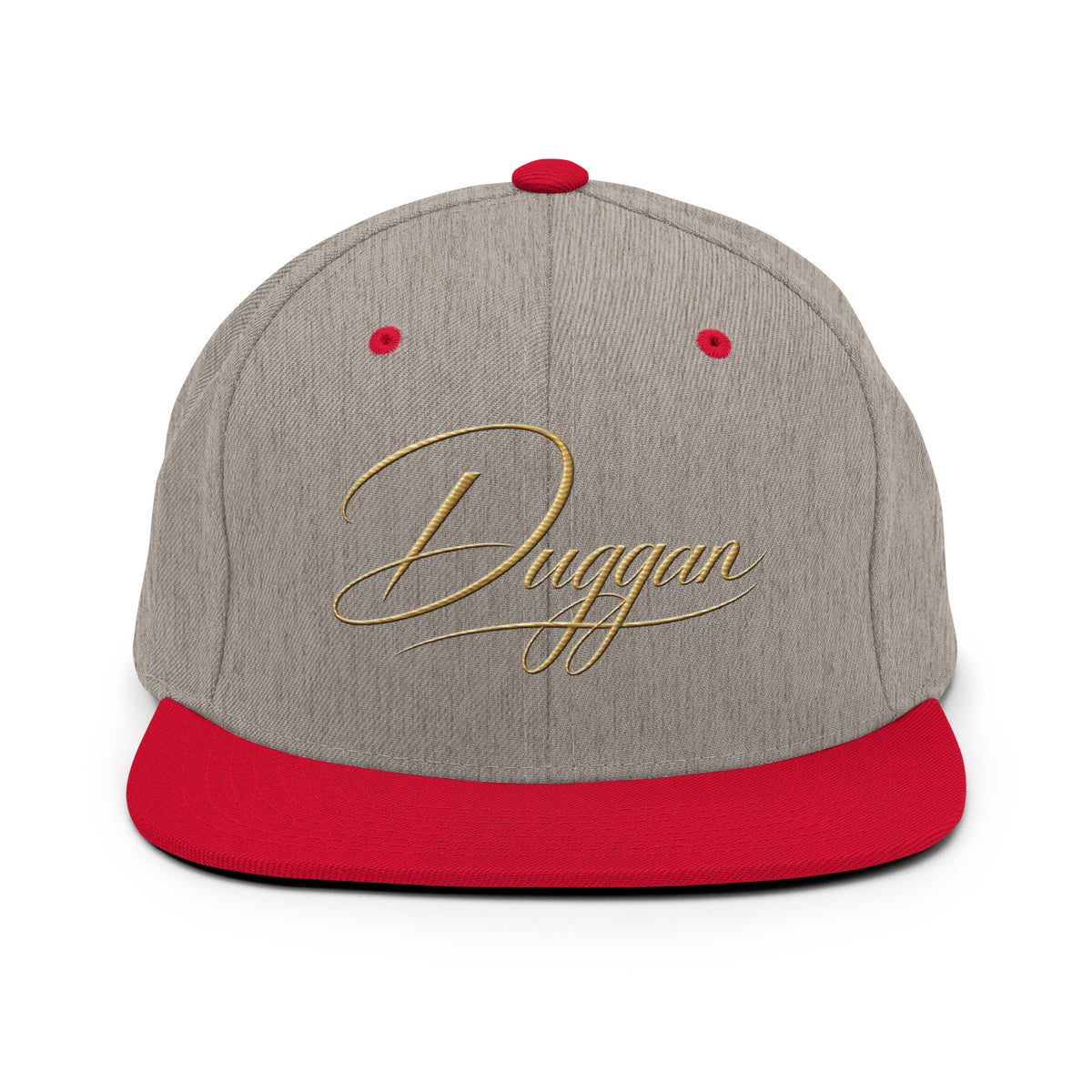 Classic Embroidered Snapback Cap, in Heather Grey Red, front view