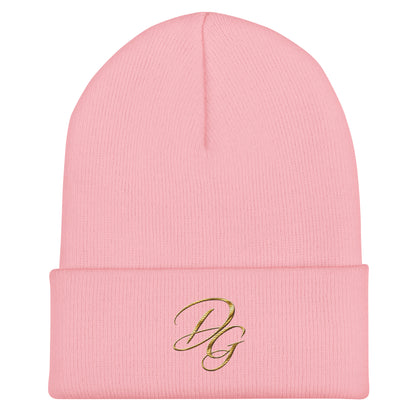 Embroidered Cuffed Beanie Hat, in Baby Pink, front view