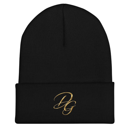 Embroidered Cuffed Beanie Hat, in Black, front view