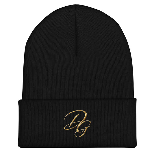 Embroidered Cuffed Beanie Hat, in Black, front view