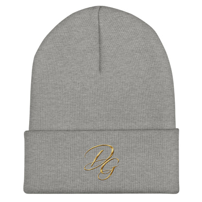 Embroidered Cuffed Beanie Hat, in Heather Grey, front view