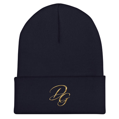 Embroidered Cuffed Beanie Hat, in Navy, front view