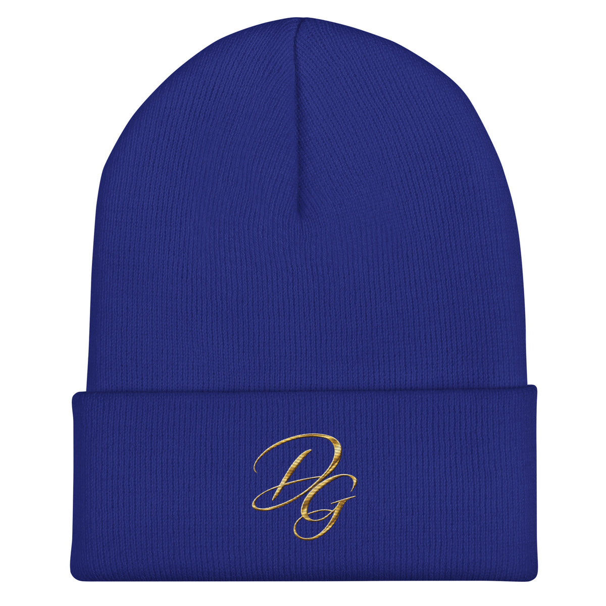 Embroidered Cuffed Beanie Hat, in Royal, front view