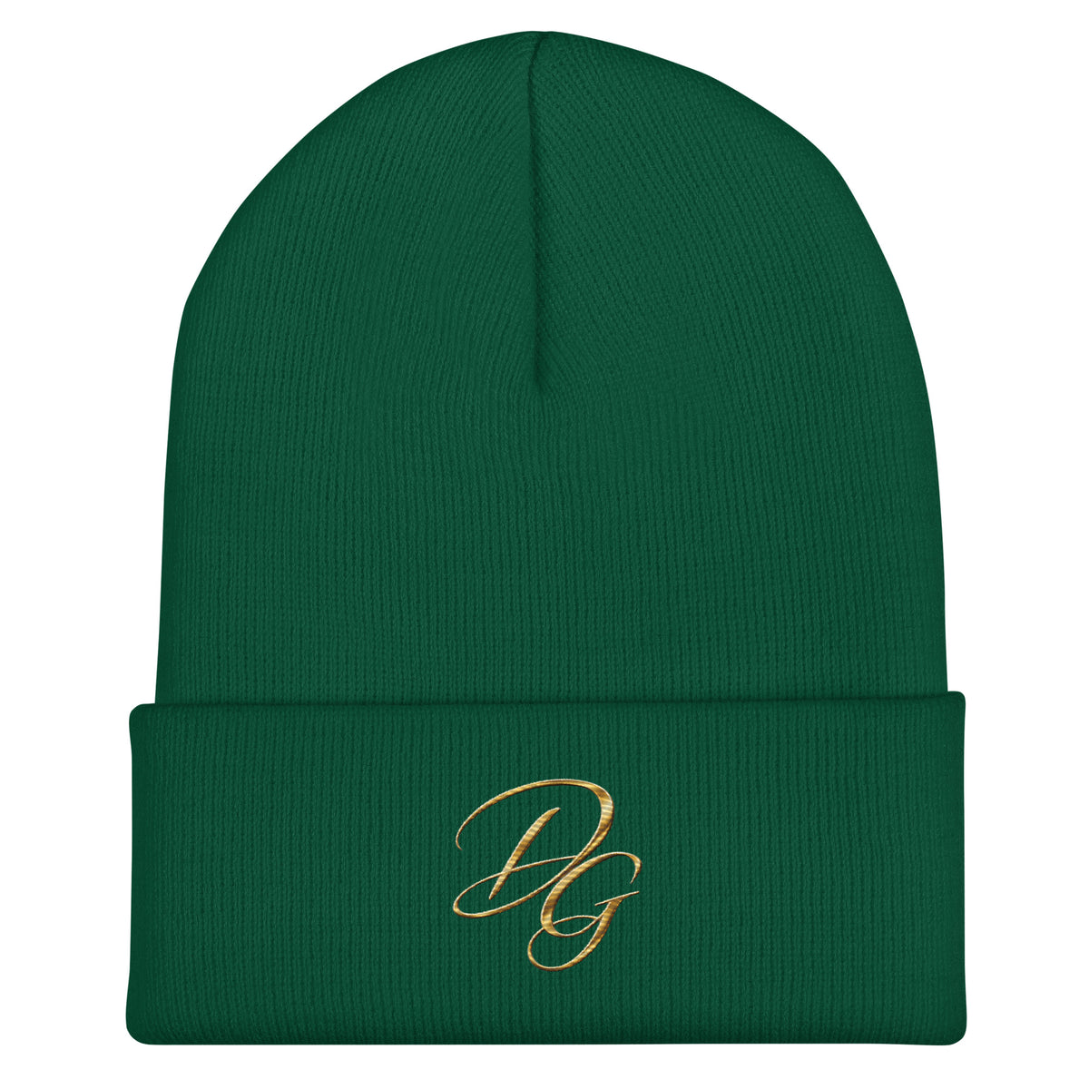 Embroidered Cuffed Beanie Hat, in Spruce, front view