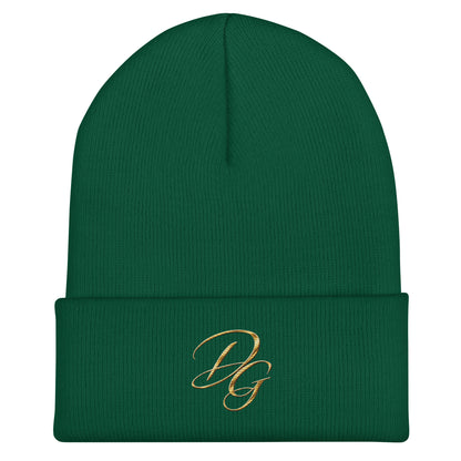 Embroidered Cuffed Beanie Hat, in Spruce, front view