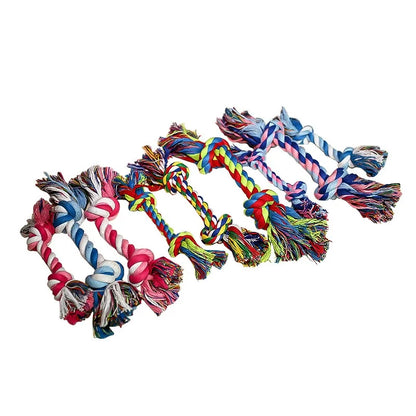 Colorful Pet Cotton Rope Knot Toy Durable Bite Resistant Dog Molar Chew Toy Interactive Training Teeth Cleaning Play Supplies