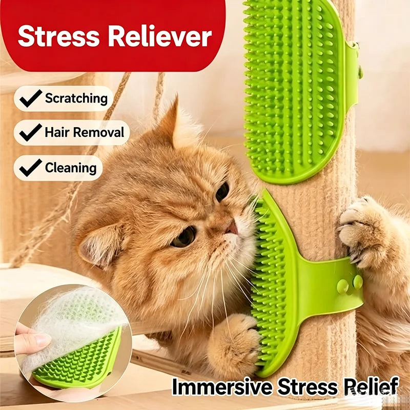Cat Dog Bath Brush Grooming Brush Massage Brush Pet Itch Reliever Wall Table Leg Scratch Strap Play Toy For Pet Boredom Relief
