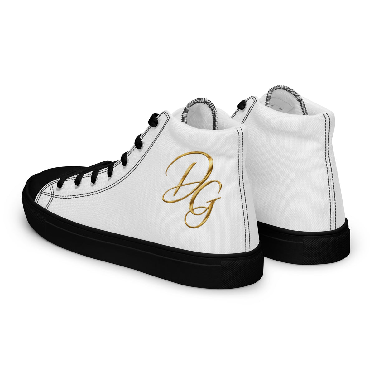 Men’s High-Top Canvas Shoes, in Black Left, back view