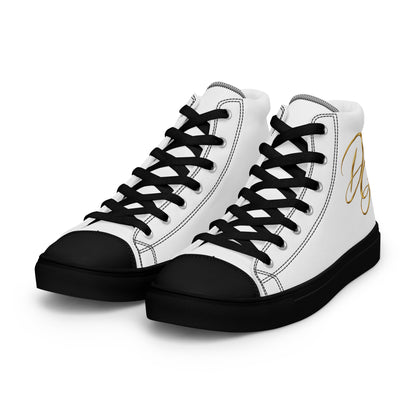 Men’s High-Top Canvas Shoes, in Black, left-front view