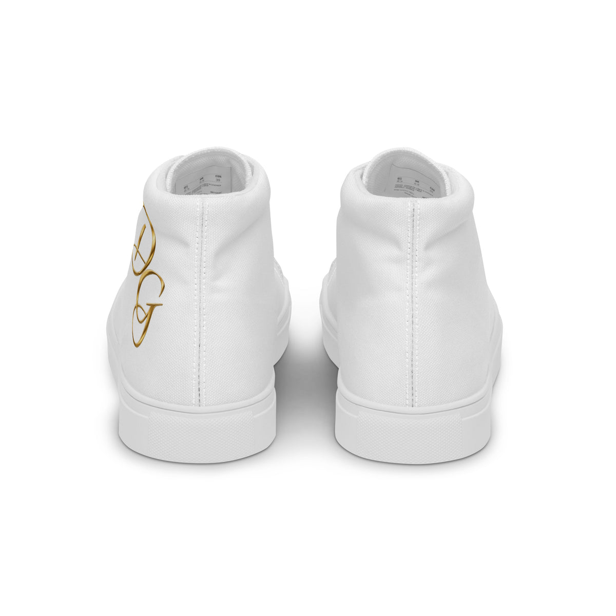 Men’s High-Top Canvas Shoes, in White, back view