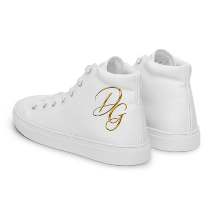 Men’s High-Top Canvas Shoes, in White Left, back view