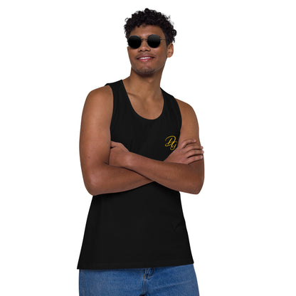 Men’s Premium Cotton Tank Top, in Black, alternate front view