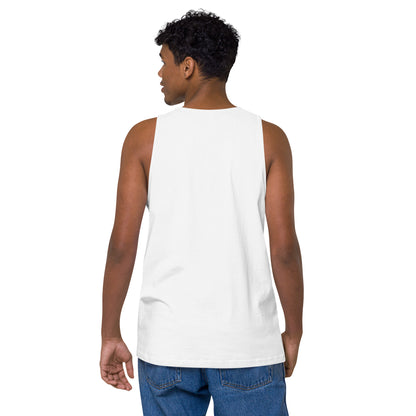 Men’s Premium Cotton Tank Top, in White, back view