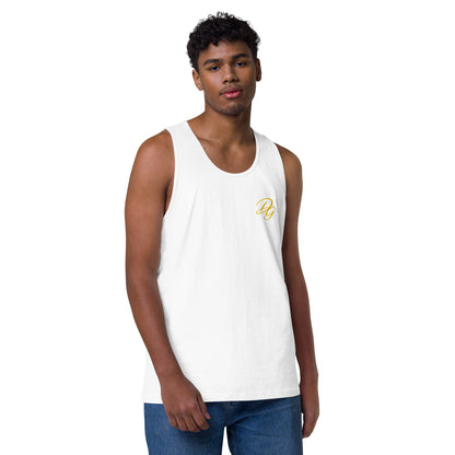 Men’s Premium Cotton Tank Top, in White, front view