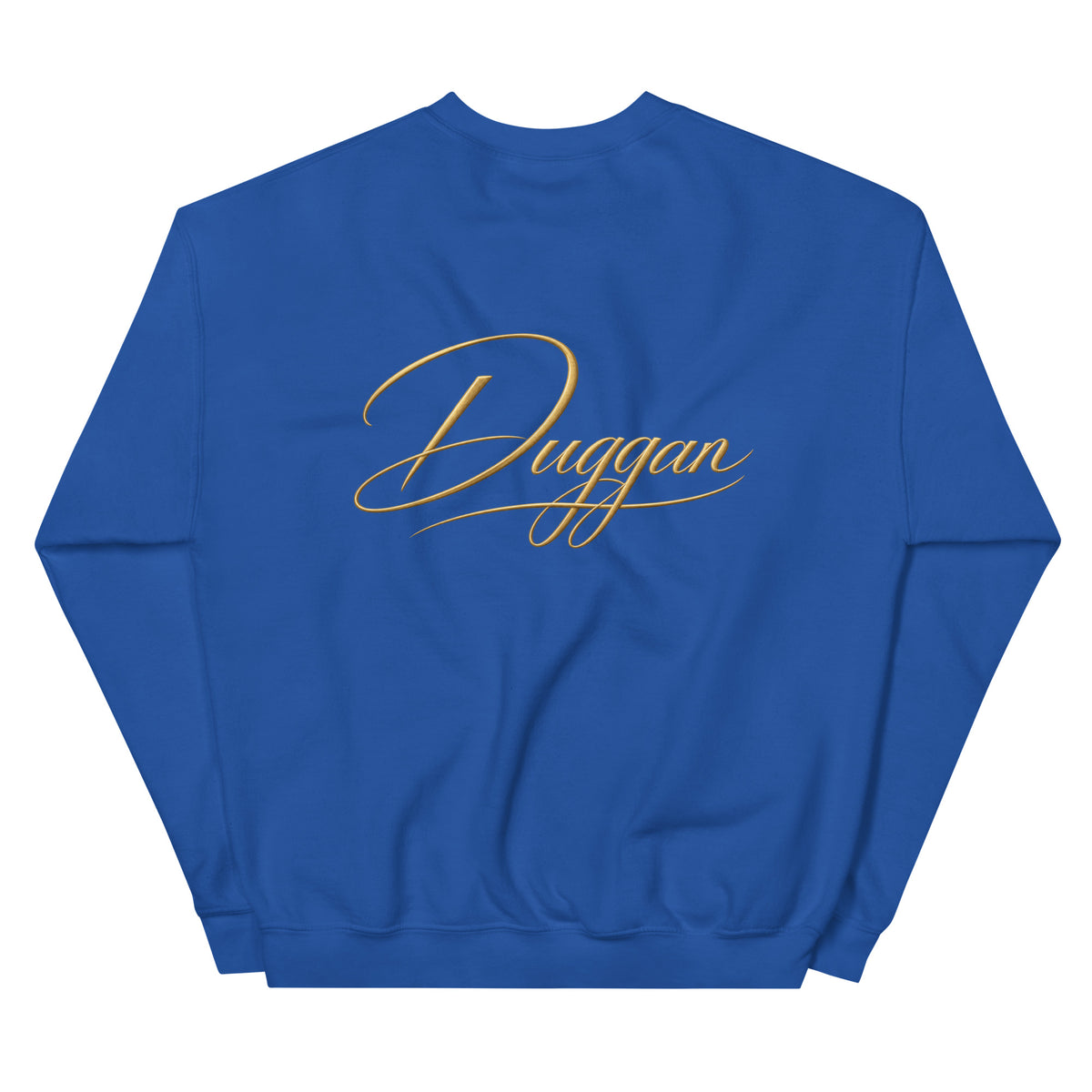 Premium Unisex Crewneck Sweatshirt, in Royal, back view