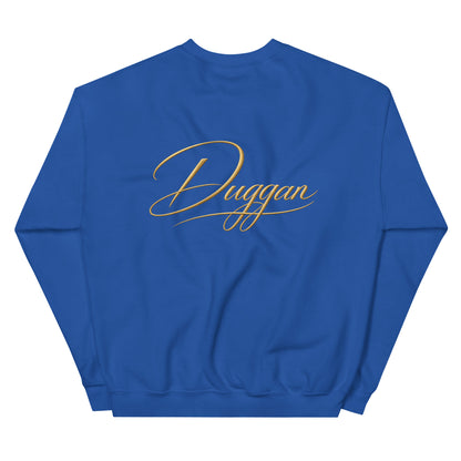 Premium Unisex Crewneck Sweatshirt, in Royal, back view