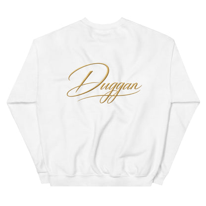 Premium Unisex Crewneck Sweatshirt, in White, back view