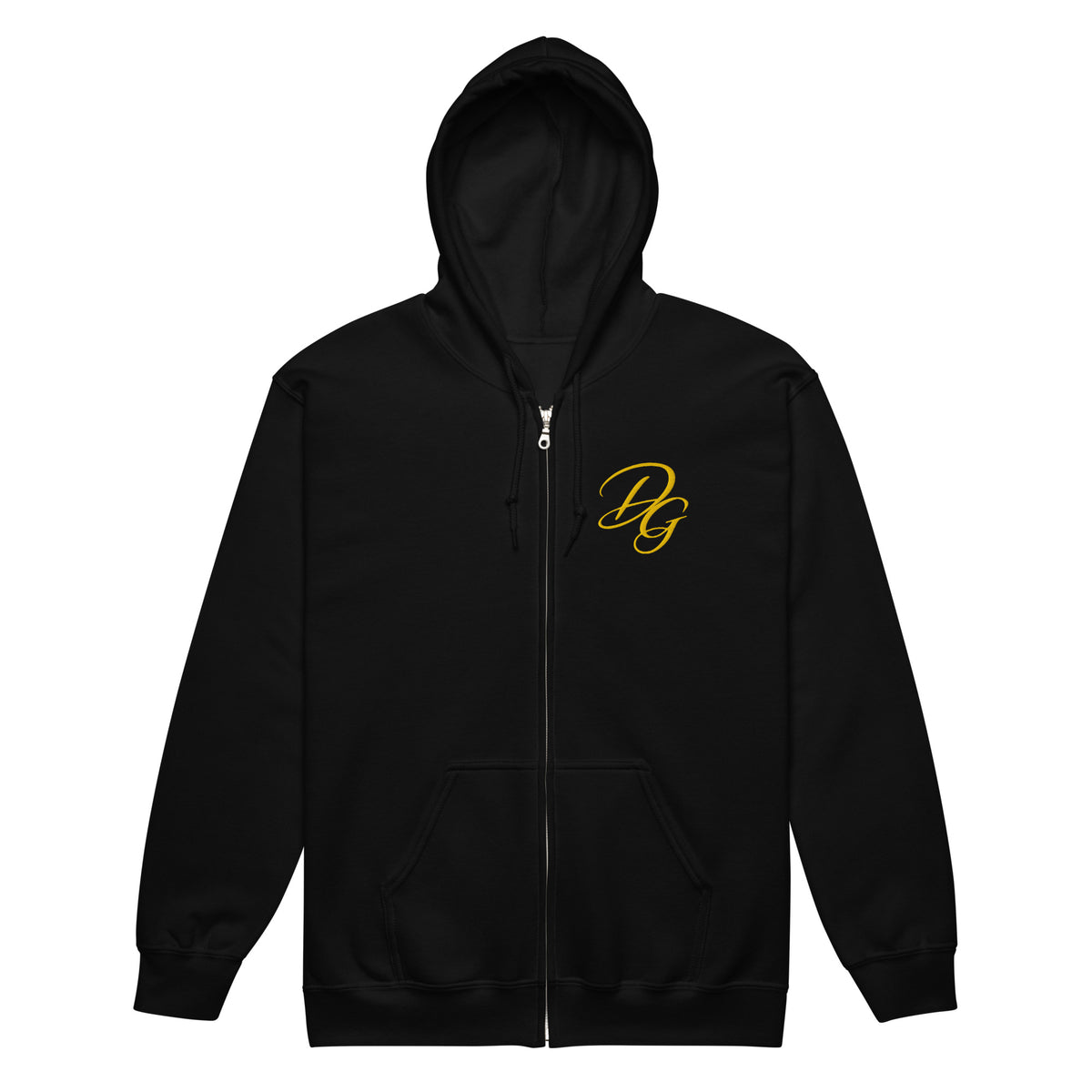 Premium Heavy Blend Zip Hoodie, in Black, front view