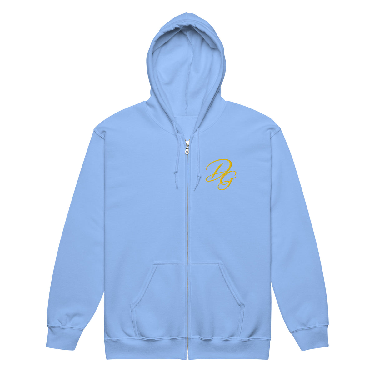 Premium Heavy Blend Zip Hoodie, in Carolina Blue, front view