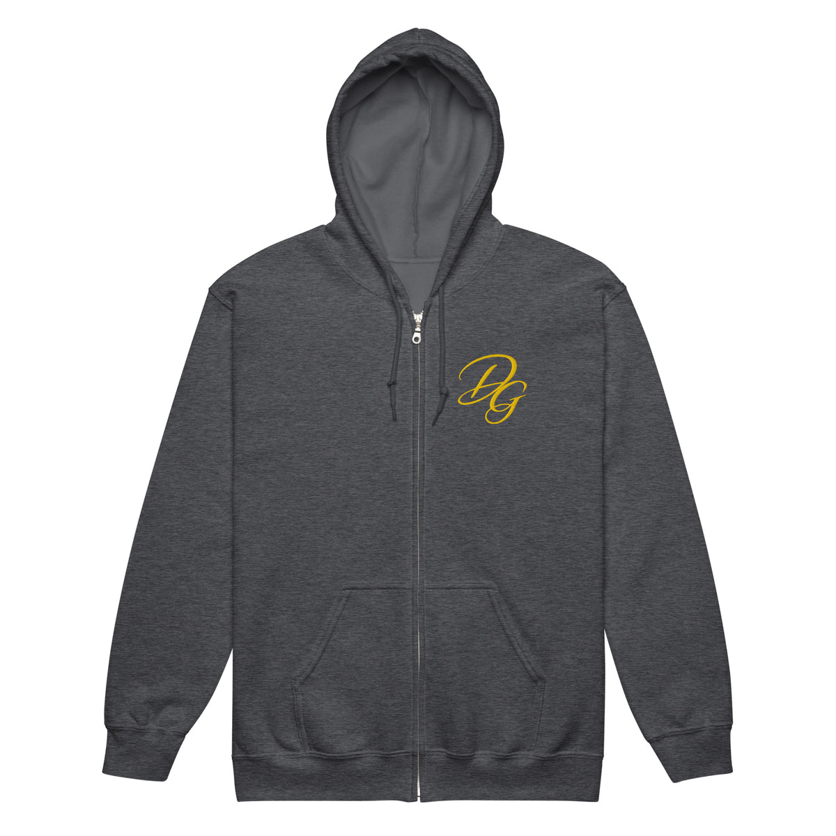 Premium Heavy Blend Zip Hoodie, in Dark Heather, front view