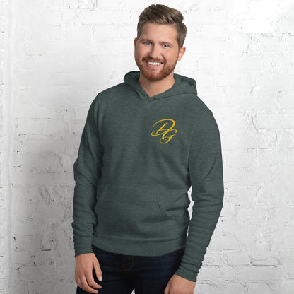 Unisex Fleece Pullover Hoodie, in Heather Forest, front view