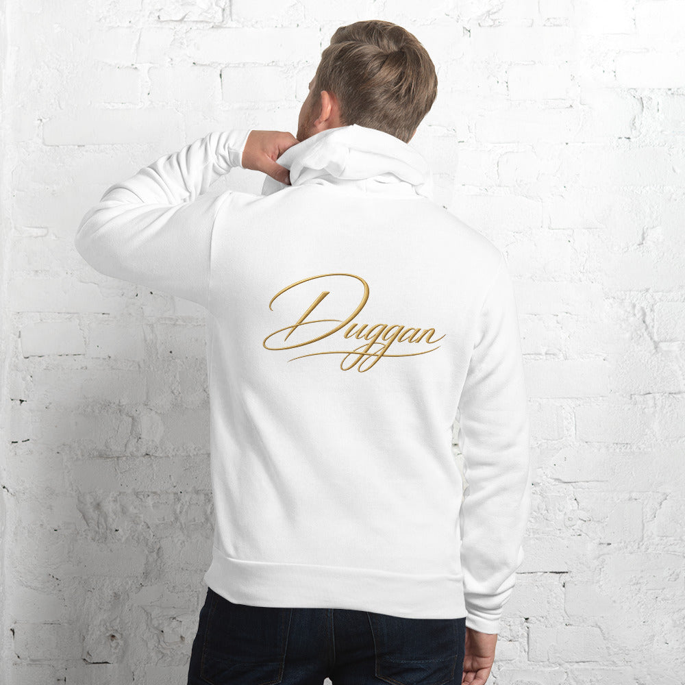 Unisex Fleece Pullover Hoodie, in White, back view