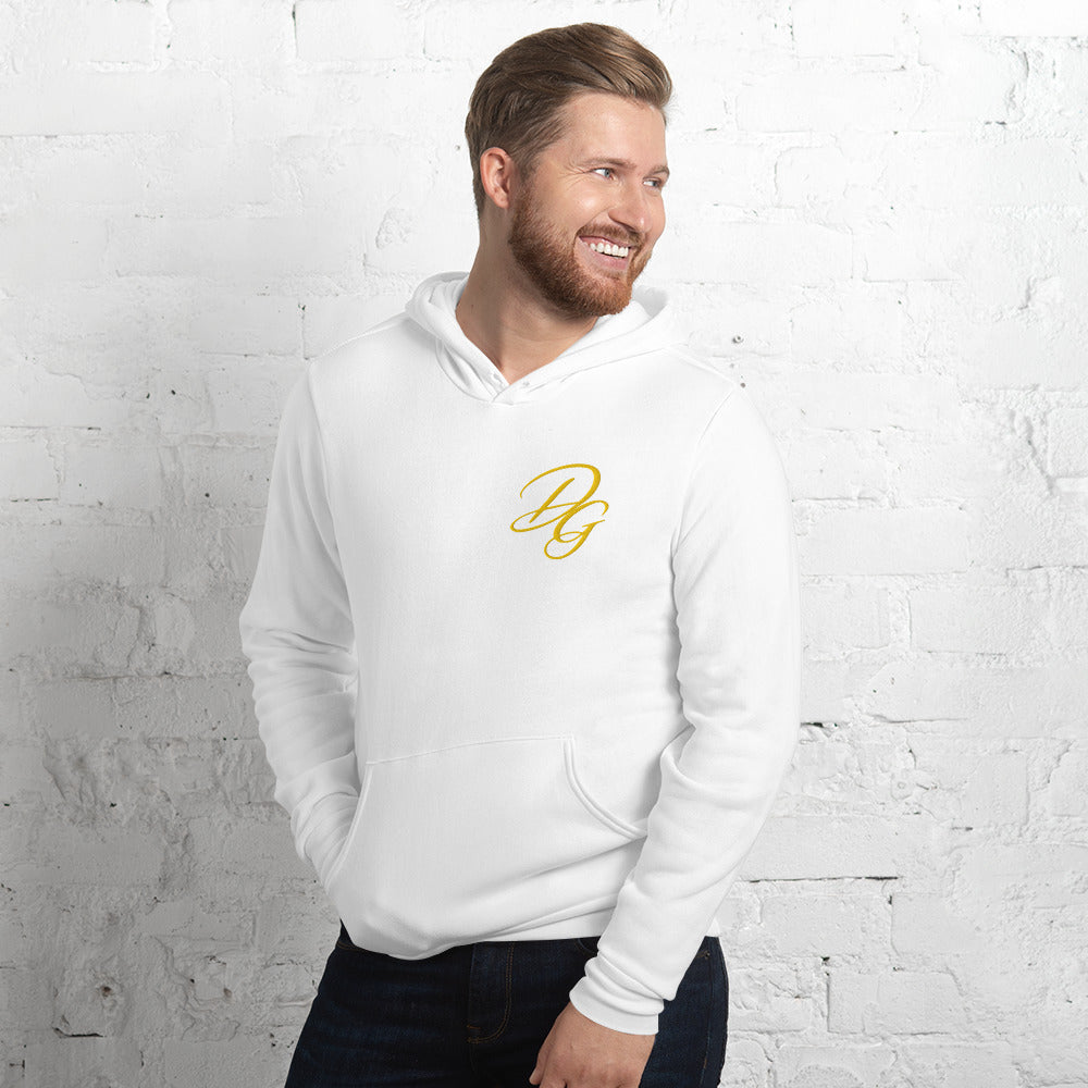 Unisex Fleece Pullover Hoodie, in White, left-front view