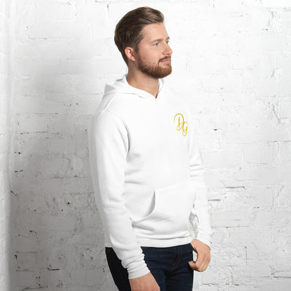 Unisex Fleece Pullover Hoodie, in White, right-front view
