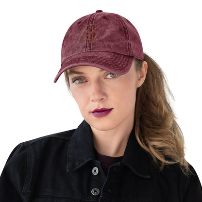 Vintage Embroidered Cotton Cap, in Maroon, front view