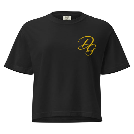 Women's Heavyweight Boxy Tee, in Black, front view