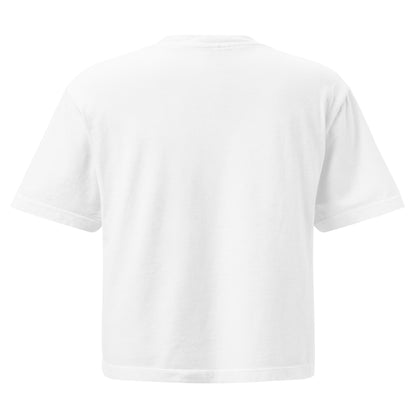 Women's Heavyweight Boxy Tee, in White, back view